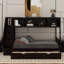 Lit simple superposé au dessus d'un lit double avec tablettes, escalier de rangement et 2 tiroirs-1966202043