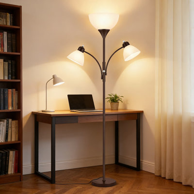 Lampe torchère à intensité variable avec deux lampes de lecture, lampe sur pied de 72 pouces avec 3 ampoules incluses pour le salon, la chambre à coucher ou le bureau