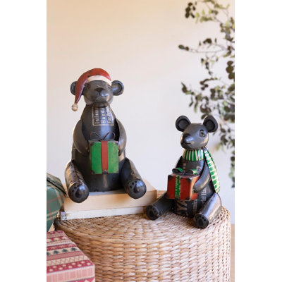 ENSEMBLE DE DEUX OURS NOIRS NOYAUX EN MÉTAL RECYCLÉ