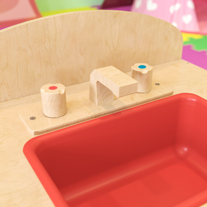 Noelle Children's Wooden Kitchen Sink with Turnable Knobs for Commercial or Home Use