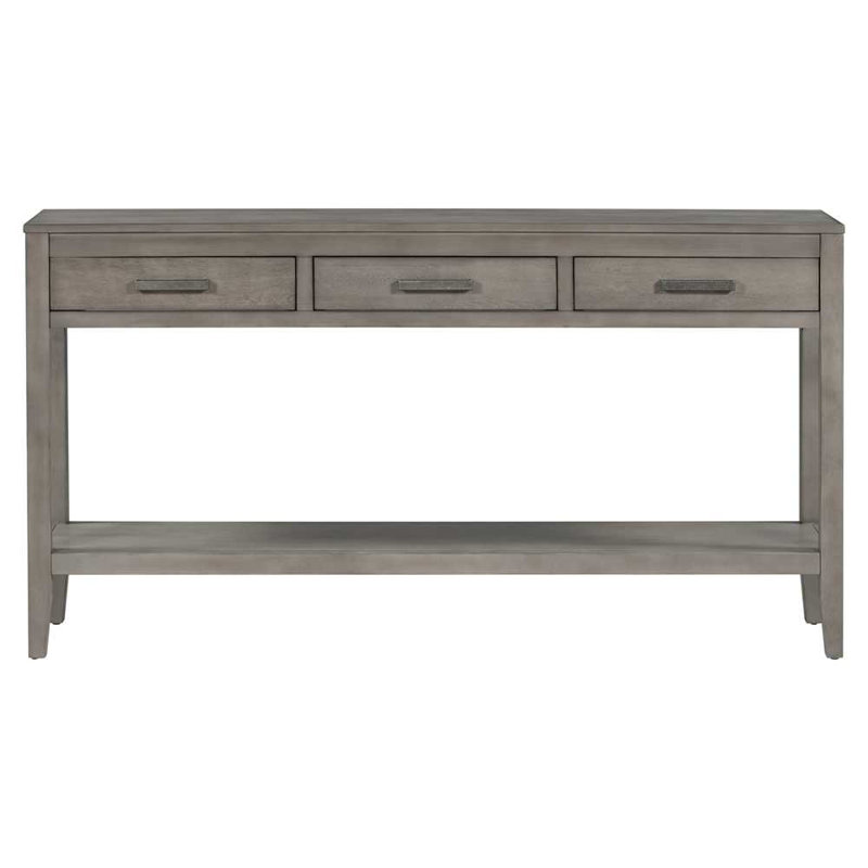 Contemporary 3-Drawer Console Table with 1 Shelf, Gray