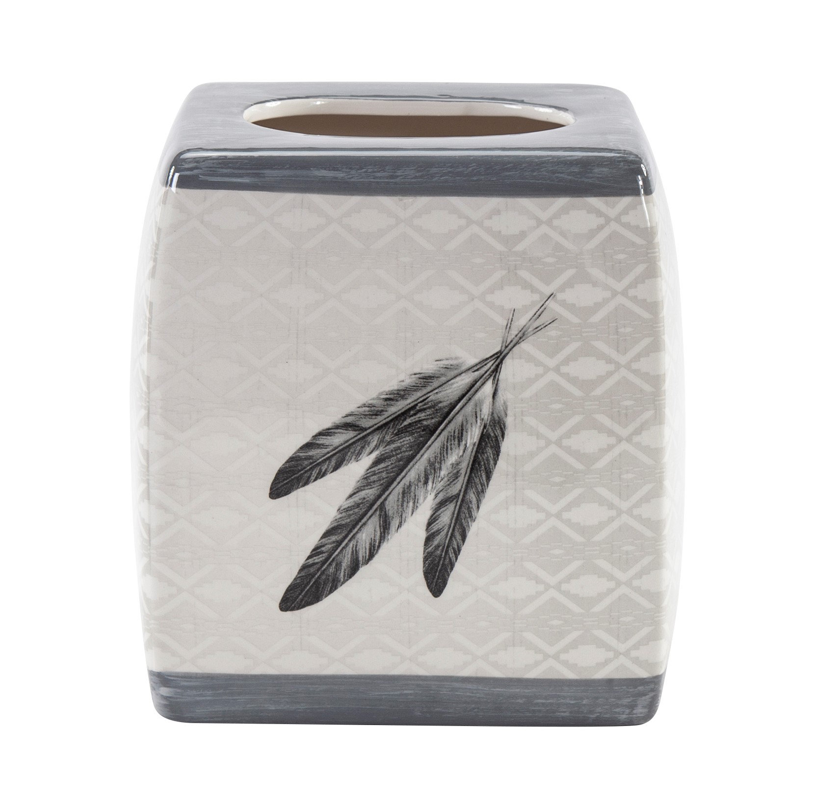 Feather Design Ceramic Tissue Box Cover, 1PC