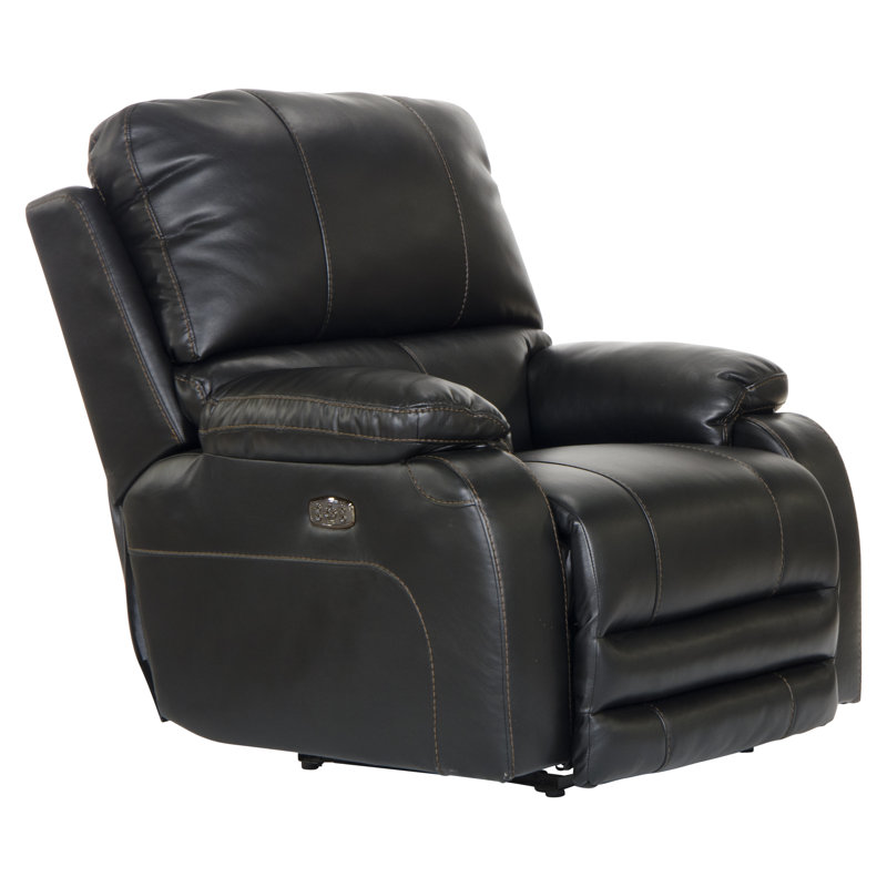 Fauteuil inclinable électrique en cuir Thornton, Similicuir noir, Oui