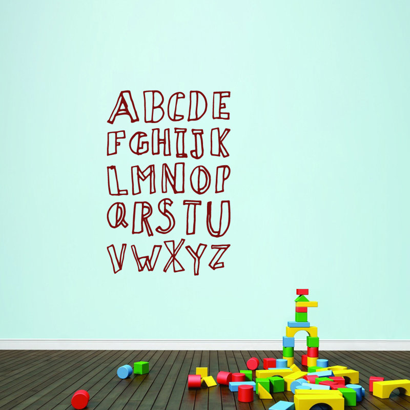 Text & Numbers Non-Wall Damaging Wall Decal, Cranberry