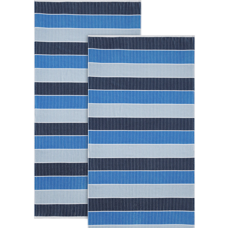 Calvin Klein 2 Piece Beach Towel Set, Blocked Blue