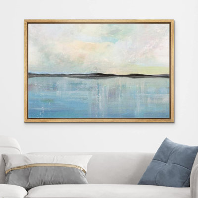 «Minimal Landscape Pastel Watercolor Blue Ocean Sea Abstract Landscape Contemporary Art Living Room Office on Canvas Print