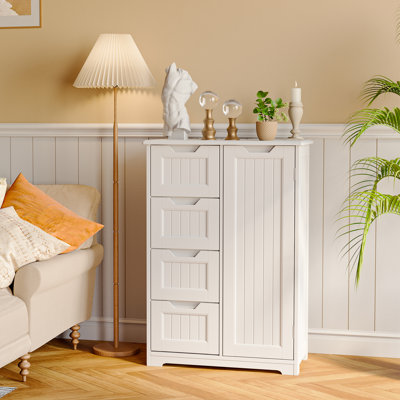 23.6''W 4-drawer dressing tablewith Sliding Barn Door,storage cabinet with one adjustable shelf door