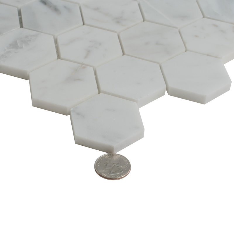 12" x 12" Natural Stone Honeycomb Wall Tile, White