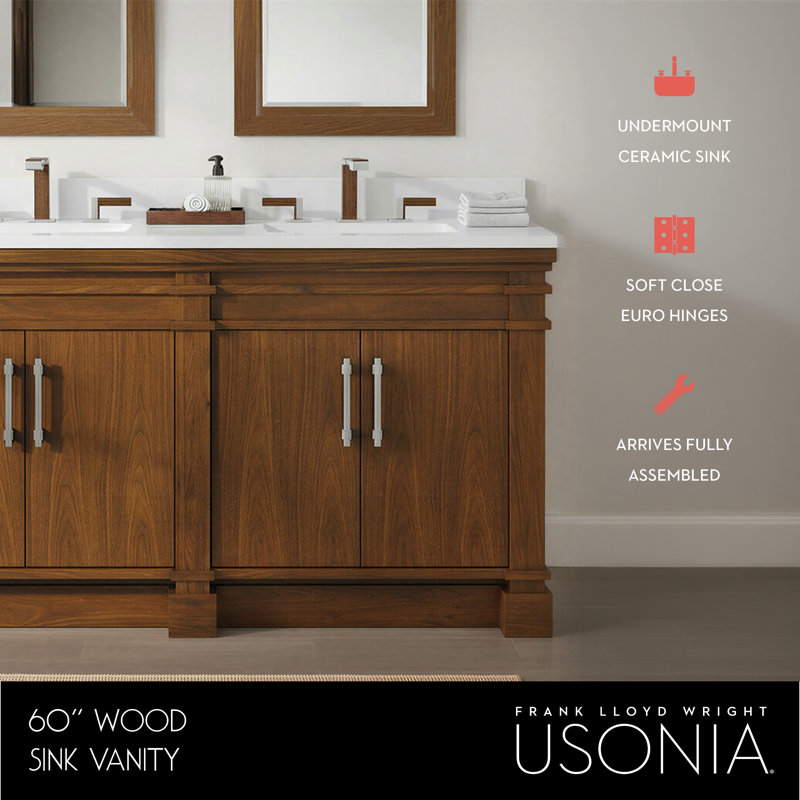 FLW Harmony 36 Wood Sink Vanity, Walnut, 60