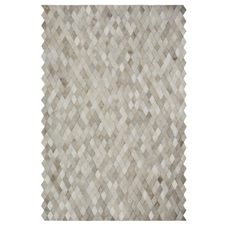 Tapis fait à la main Demeter, Rectangle 6 pi x 9 pi, Ivoire / Gris