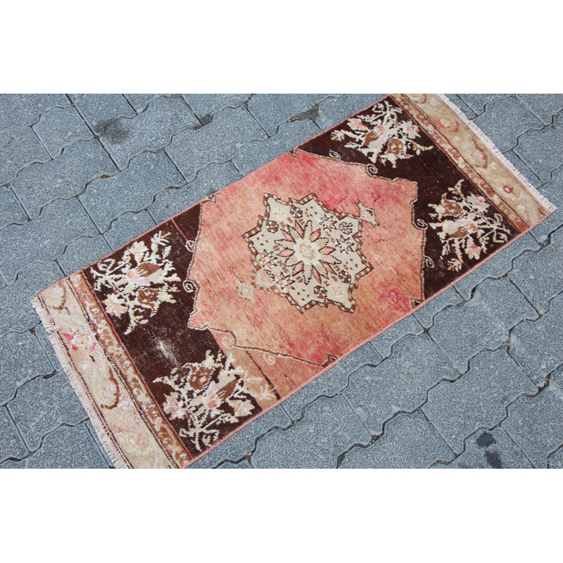 Tapis décoratif rétro vintage tissé à la main Anatolian, parfait pour les espaces d'entrée