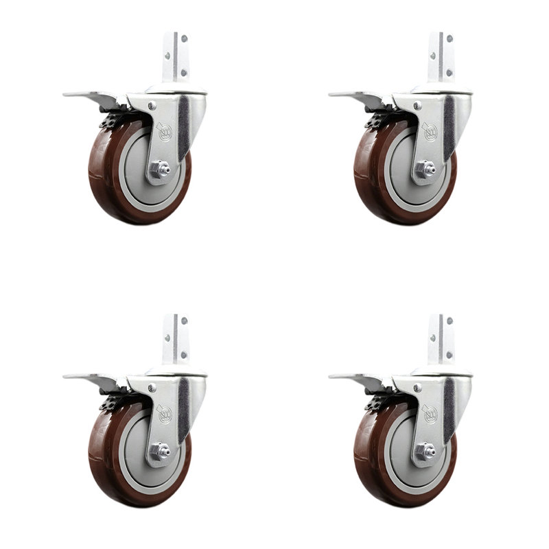 Poly Swivel Square Stem Caster, Maroon