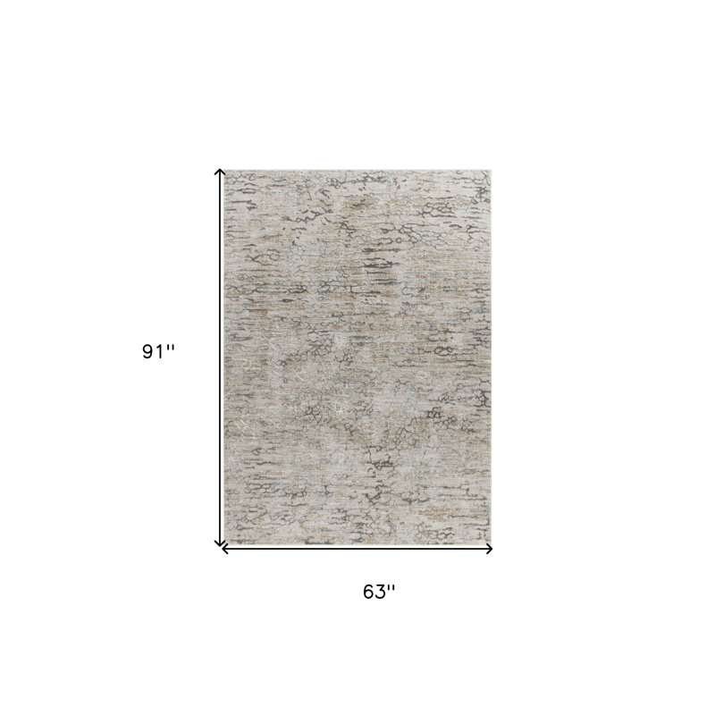 Tapis beige abstrait 5 pi x 8 pi résistant aux taches