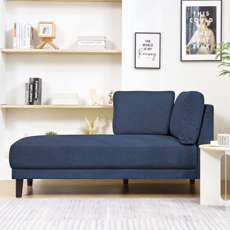 Lachrista Upholstered Chaise Lounge Latitude Run Fabric: Blue Polyester