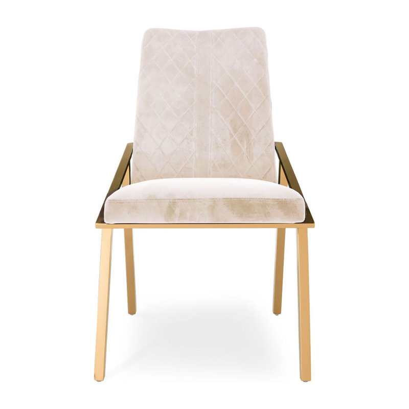 Chaise d'appoint Ingleside, Beige, Acier inoxydable doré champagne brossé