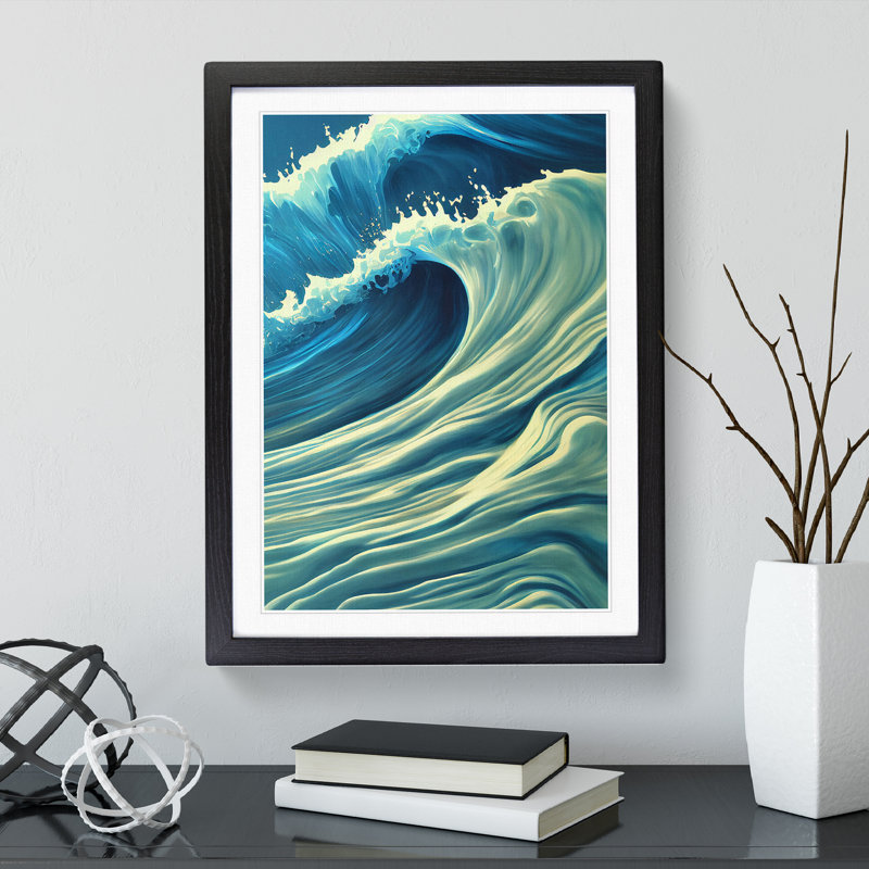 Ocean Wave No.1 - Wall Art, 64cm H x 46cm W x 2cm D, Black  Framed