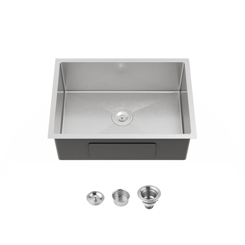 27x19 Inch Undermount Kitchen Sink Single Bowl Brushed Nickel Stainless Steel