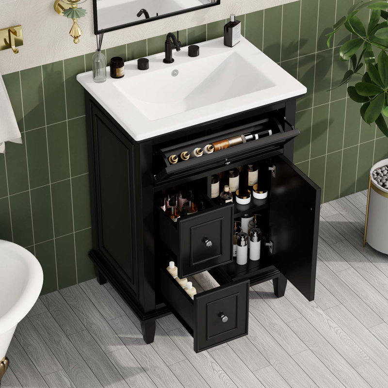24" Bathroom Vanity With Sink, Black