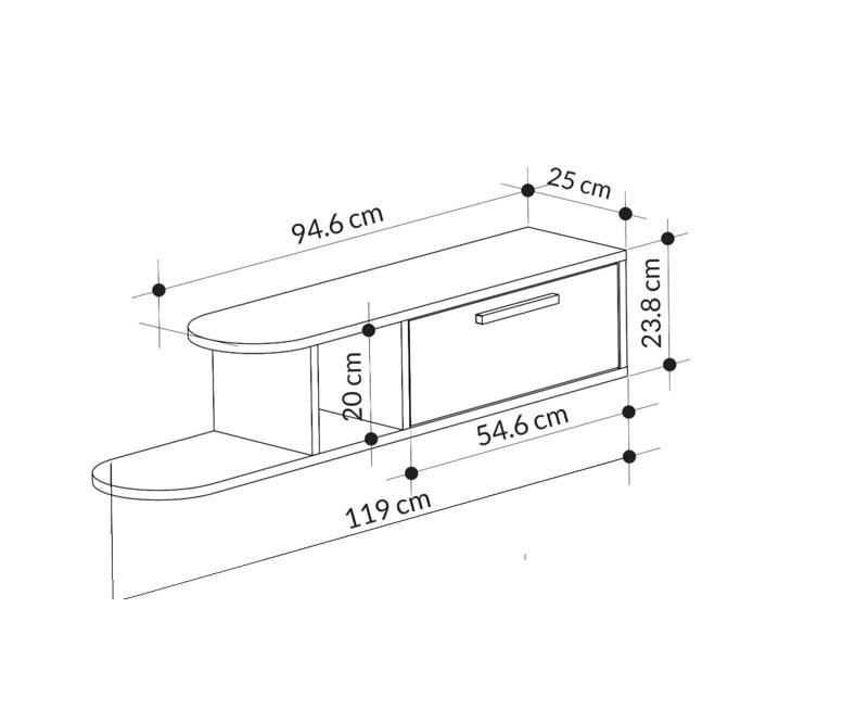 Floating Shelf, Grey/White