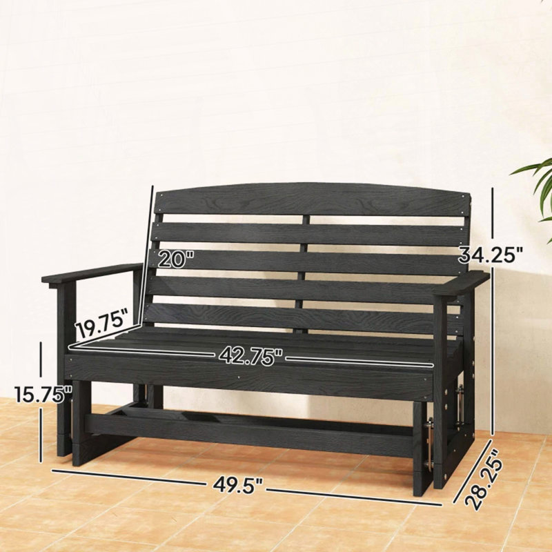 Causeuse d'extérieur avec banc oscillant, Noir