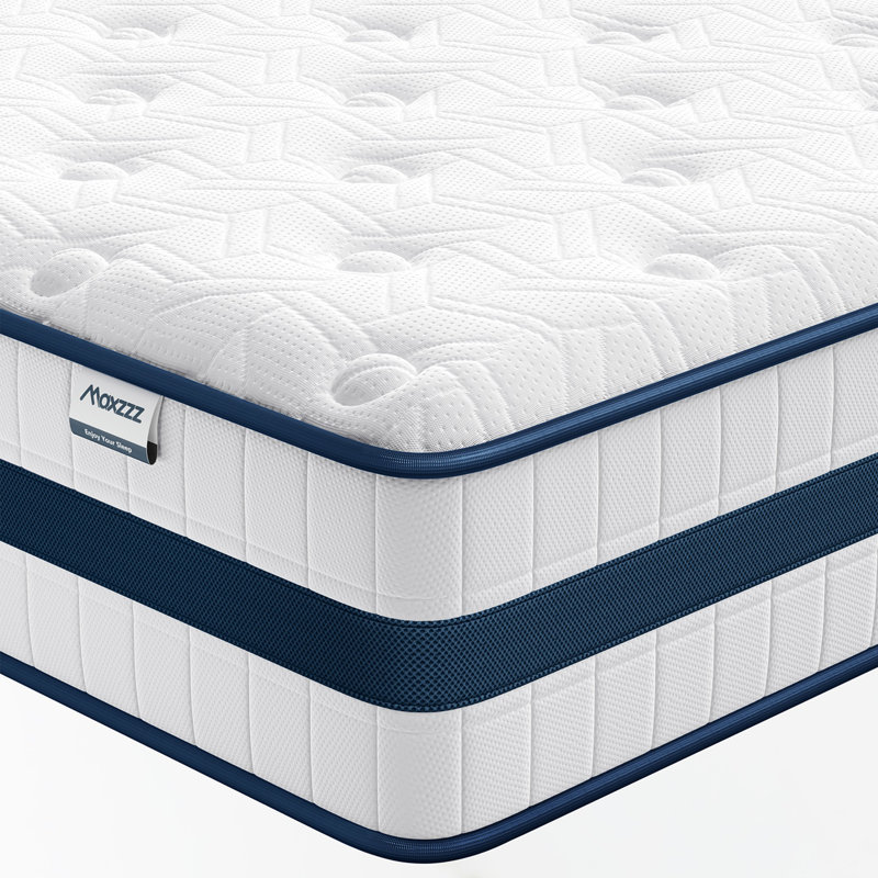 Matelas pour grand lit, matelas hybrides pour grand lit de 10 pouces dans une boîte soulagement de la pression et soutien, mousse à mémoire de forme rafraîchissante et ressorts ensachés individuellement pour isoler les mouvements, matelas de luxe