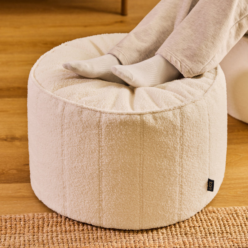 55cm Wide Round No Pattern Pouffe Ottoman, Cream