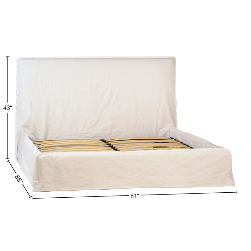  Solid Wood and Upholstered Panel Bed, King