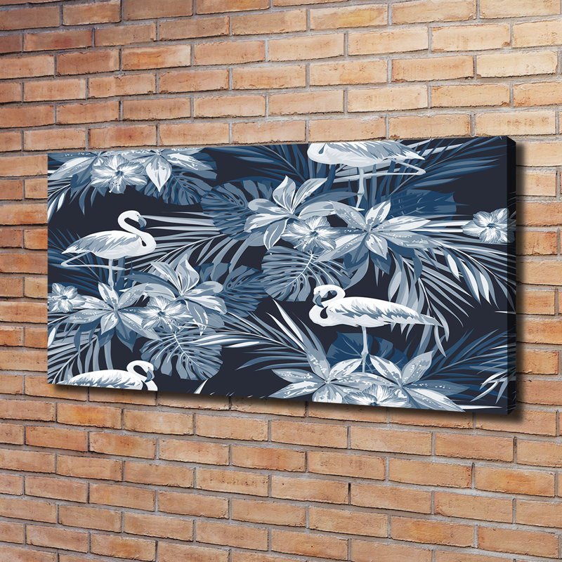 Flamingos And Plants - Wrapped Canvas Print