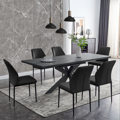 Geigle Extendable Dining Table Set for Kitchen Dining Room Table Set with Chairs, Home Furniture(1Table, 6Chairs) by Ivy Bronx