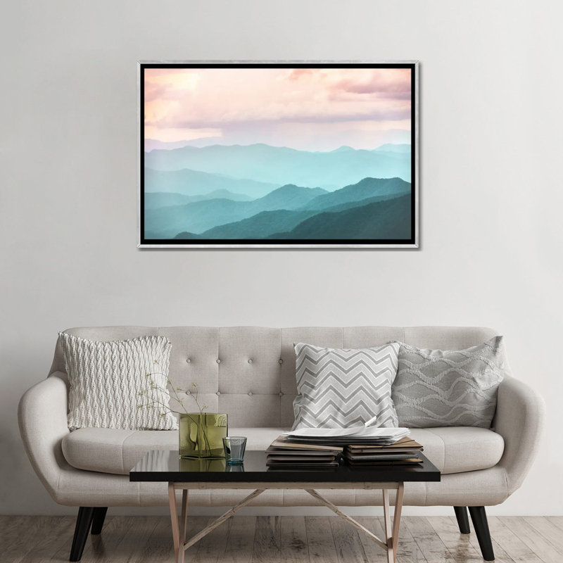 «Smoky Mountain National Park Sunset Layers II», reproduction d'art encadrée, H 32 po x l 48 po, Argent argent