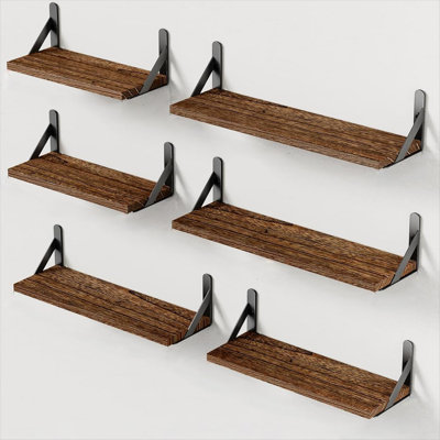 Ensemble de 6 tablettes murales flottantes rustiques pour chambre à coucher