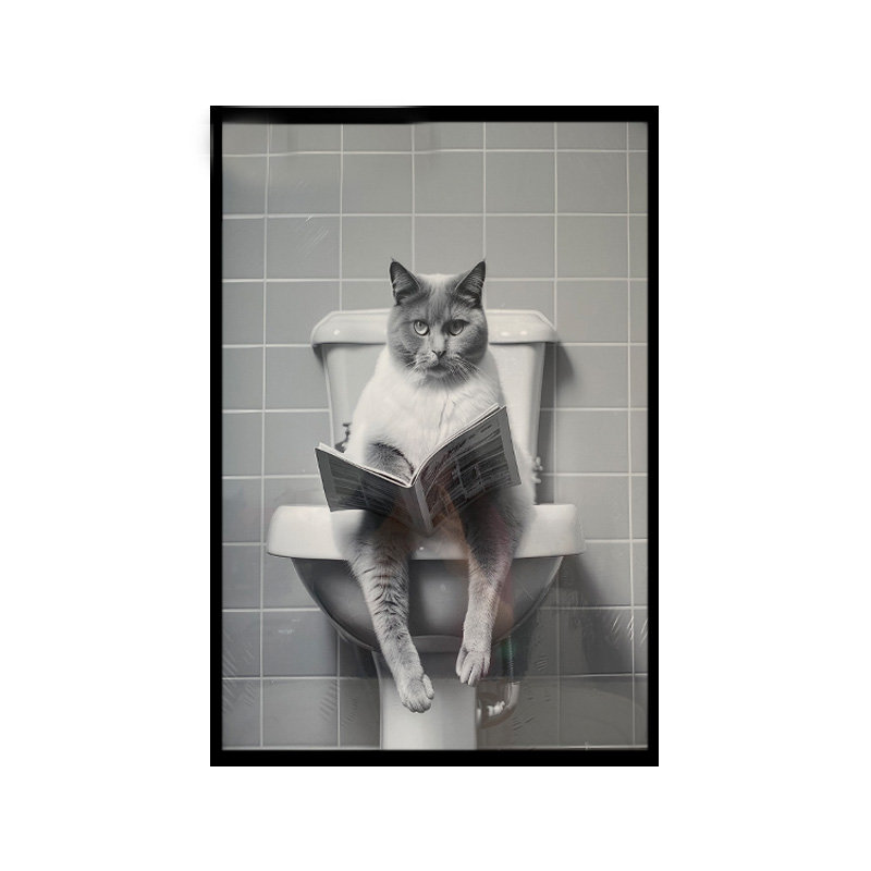 Décoration murale chat lisant un journal