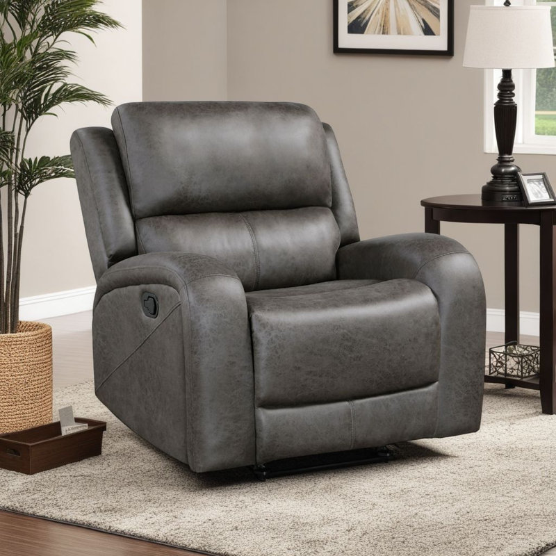 Patsy Manual Rocker Recliner Chair, Gray Polished Microfiber