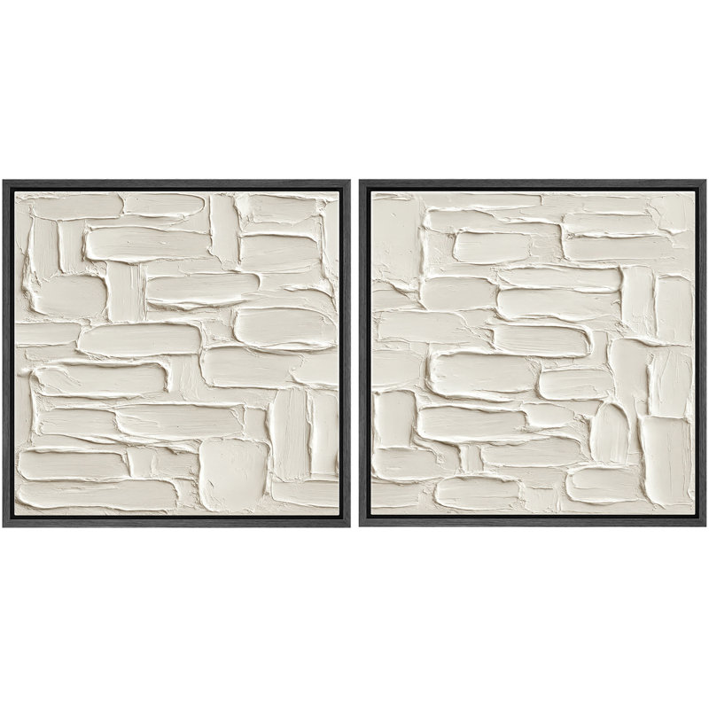 Motif de blocs de pierre blanche, reproduction d'art sur toile encadrée dans la chambre principale, H 24 po x l 24 po, Noir