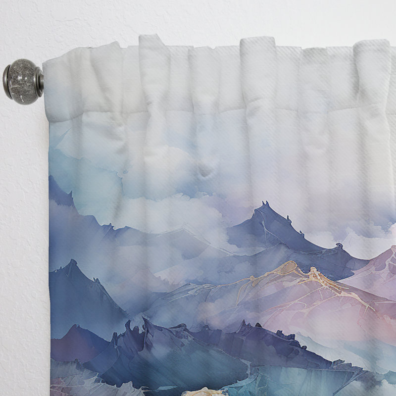 Bleu majestueux Maristow Bold Mountain II - Rideau impressionnisme - Velours obscurcissant - 1 panneau, L 52 po x L 84 po