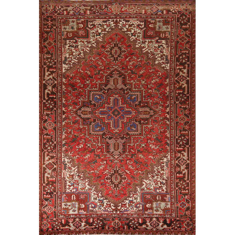 Tapis géométrique rouge 7 x 11