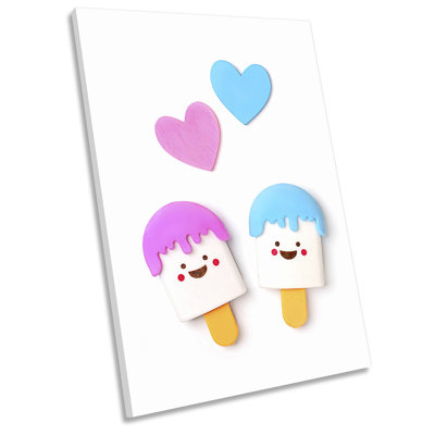 Ice Lolly Happy Hearts - Wrapped Canvas Print