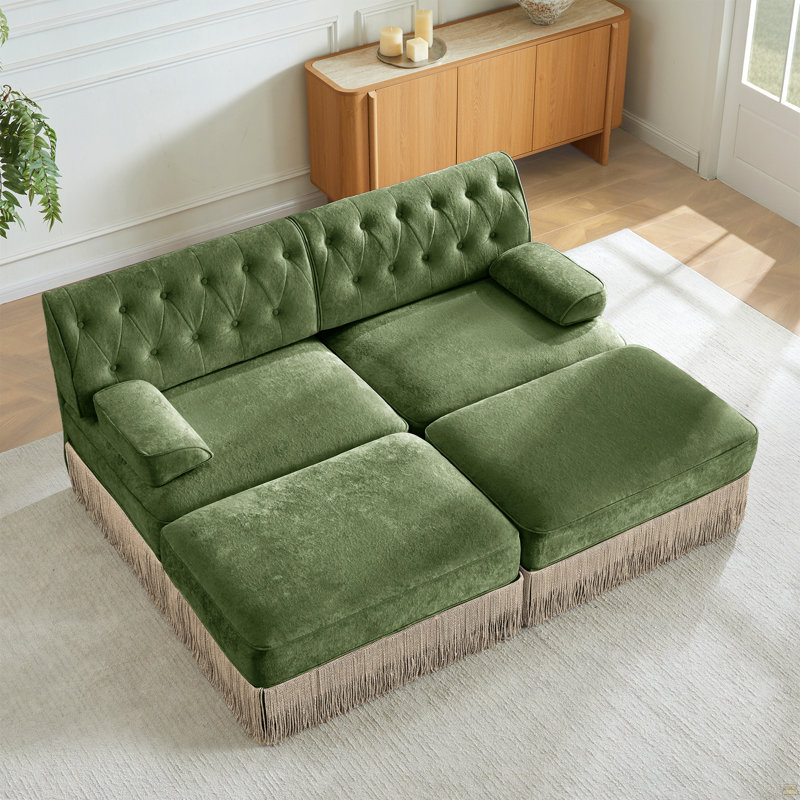 Avec 2 repose-pieds, tissu de velours respirant et confortable, Vert