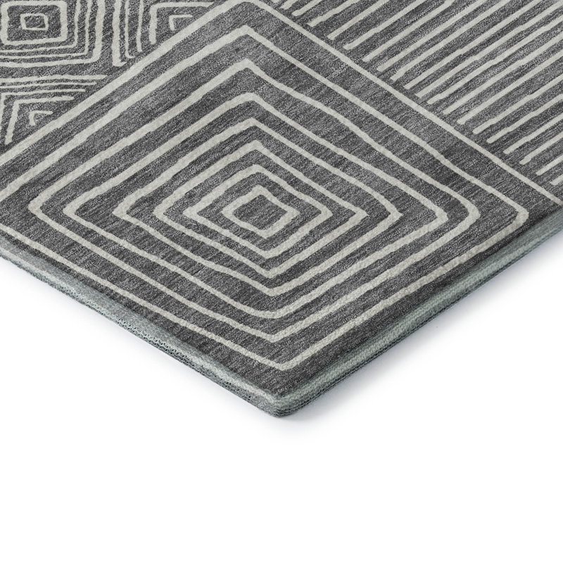 Tapis géométrique Corry AMF1044 lavable à la machine de qualité supérieure, Rectangle 1 pi 8 po x 2 pi 6 po