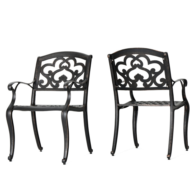 Cast Aluminum Chairs In Copper   Of 2  - Stain 2 Patio Leather Seat