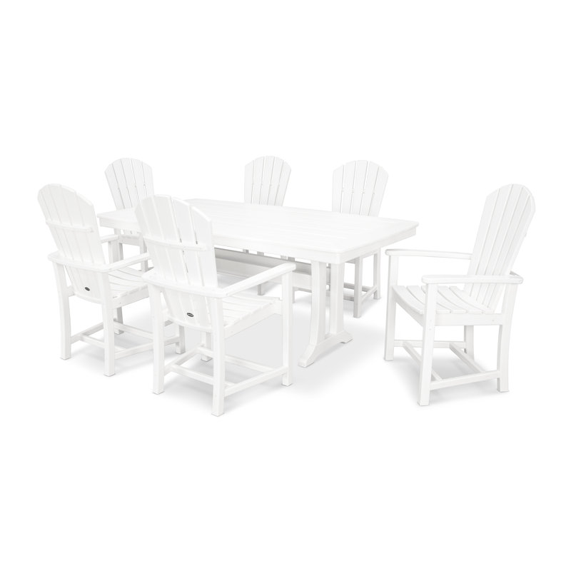 POLYWOOD Palm Coast 7-Piece Dining Set with Trestle Legs, White