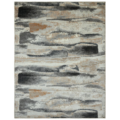 Strato Driftwood Layers Abstract Beige/Gray/Caramel Area Rug
