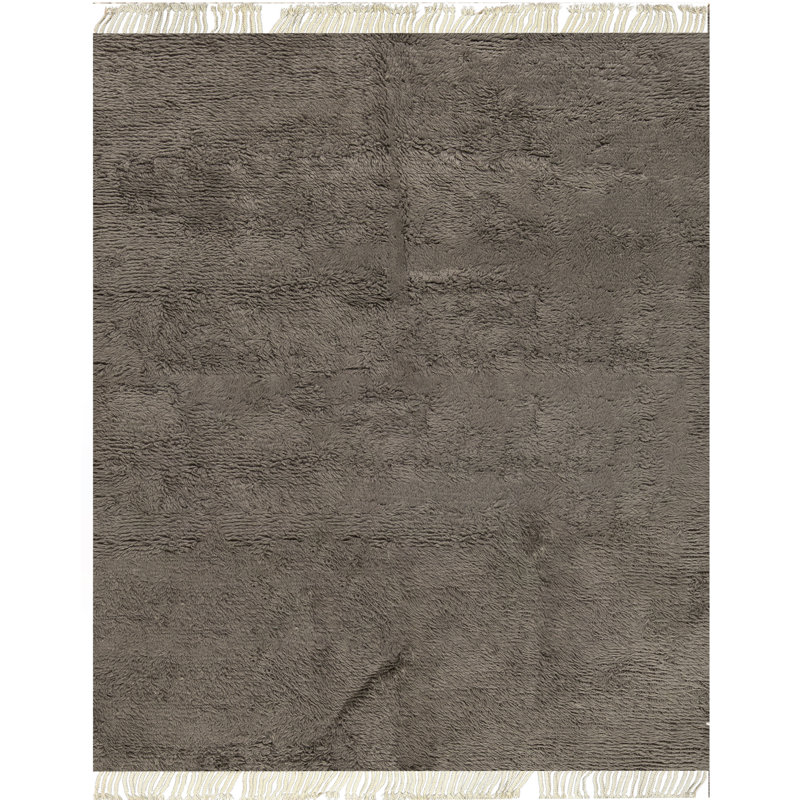 Tapis gris marocain de haute qualité noué à la main