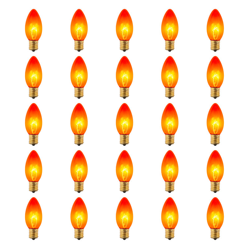 Ampoules de remplacement transparentes pour Noël C9, Orange, H 5 po x l 4 po x P 4 po
