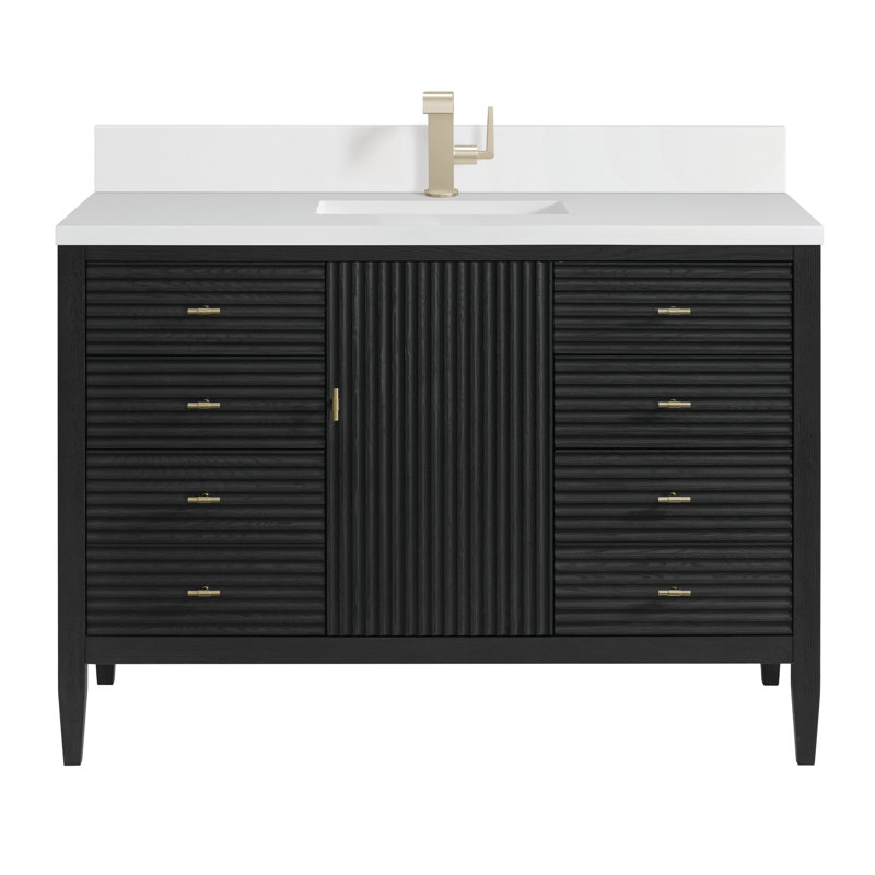 Myrrin 48'' W Single Vanity, Carbon Oak, White Zeus, Single-Hole