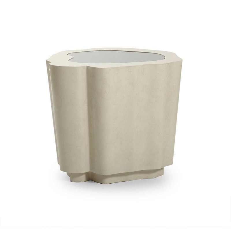 Amorphous Side Table W/Glass Top, White