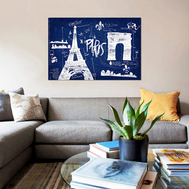 «Paris Blue» par Edward Selkirk - Giclée sur toile tendue avec châssis, H 40 po x l 60 po x P 1,5 po, Toile tendue