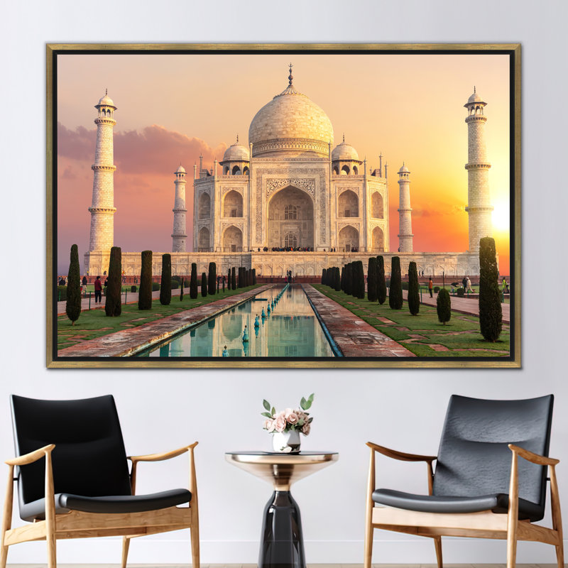 Print on Canvas, 70 cm H x 100 cm W, Framed Print without Mat, Gold