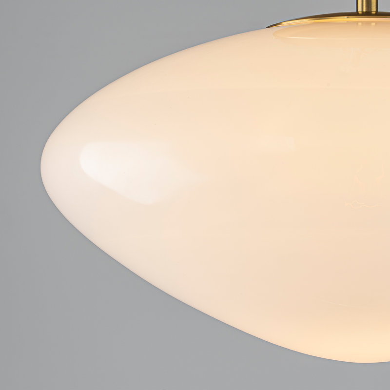 Plafonnier semi-encastré 1 lumière avec abat-jour en verre Milk
