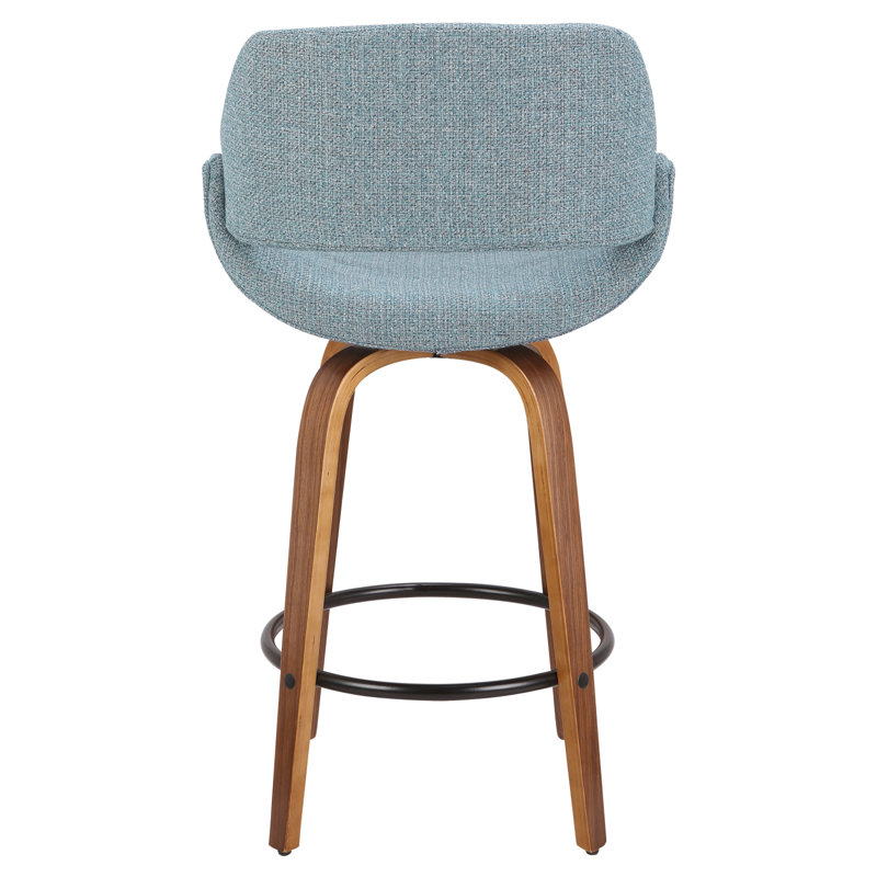 Tabouret de comptoir Fabrico Mid-Century en tissu noyer et bleu par Lumisource - ensemble de 2